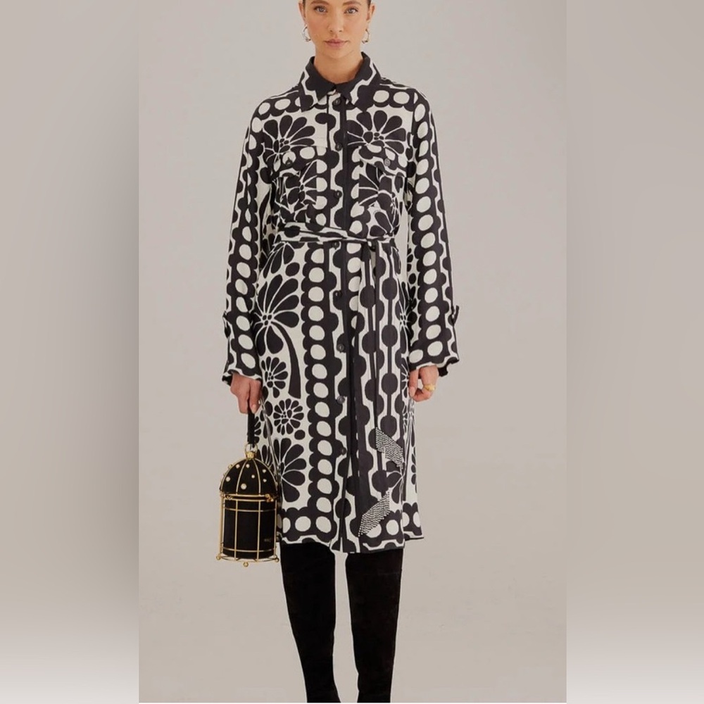 FARM Rio Black and White Patterned Dress